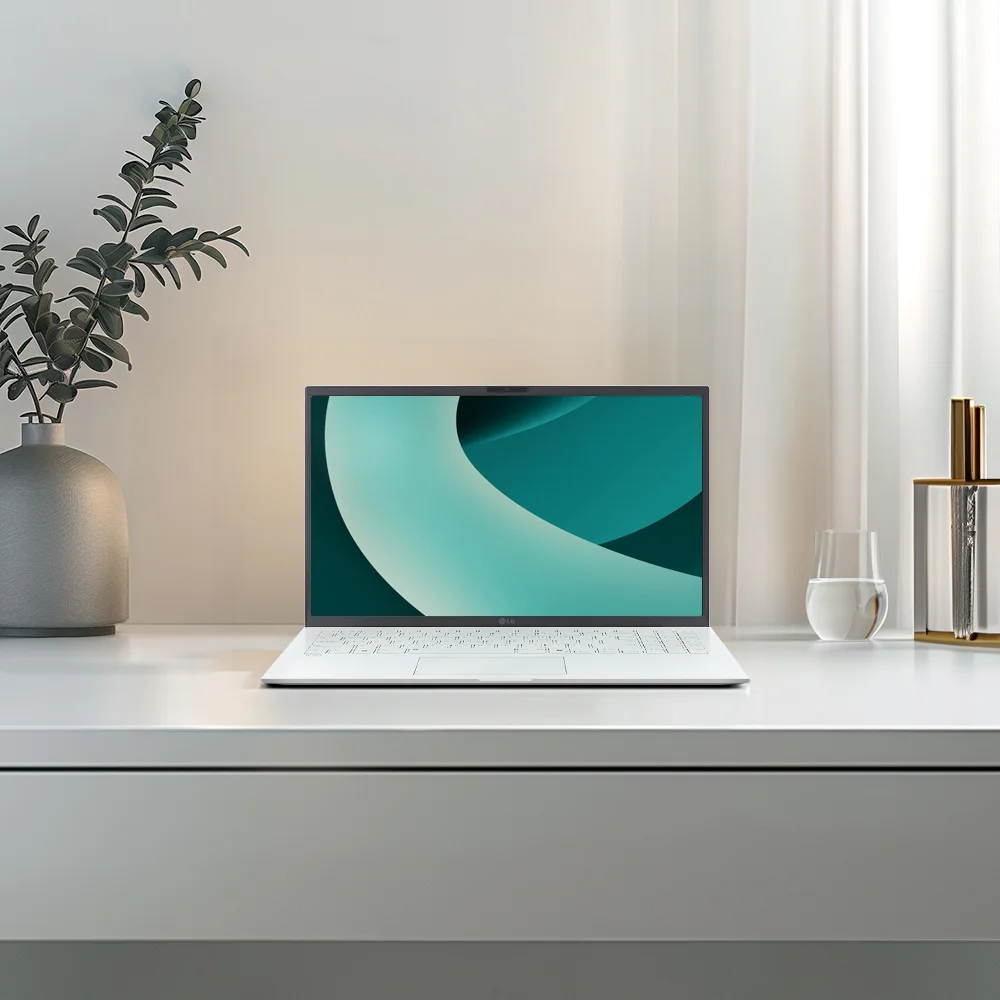 LG 그램 39.6cm 15Z90T 시리즈 에센스 화이트 컬러 모델의 라이프 스타일 이미지입니다.