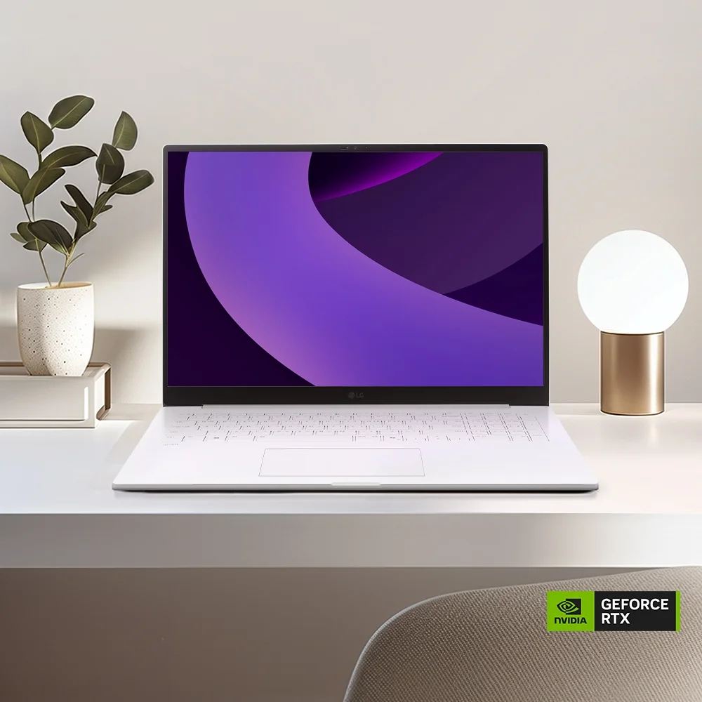LG 그램 Pro 43.1cm 17Z90TR 시리즈 에센스 화이트 컬러 모델의 인테리어컷 입니다.