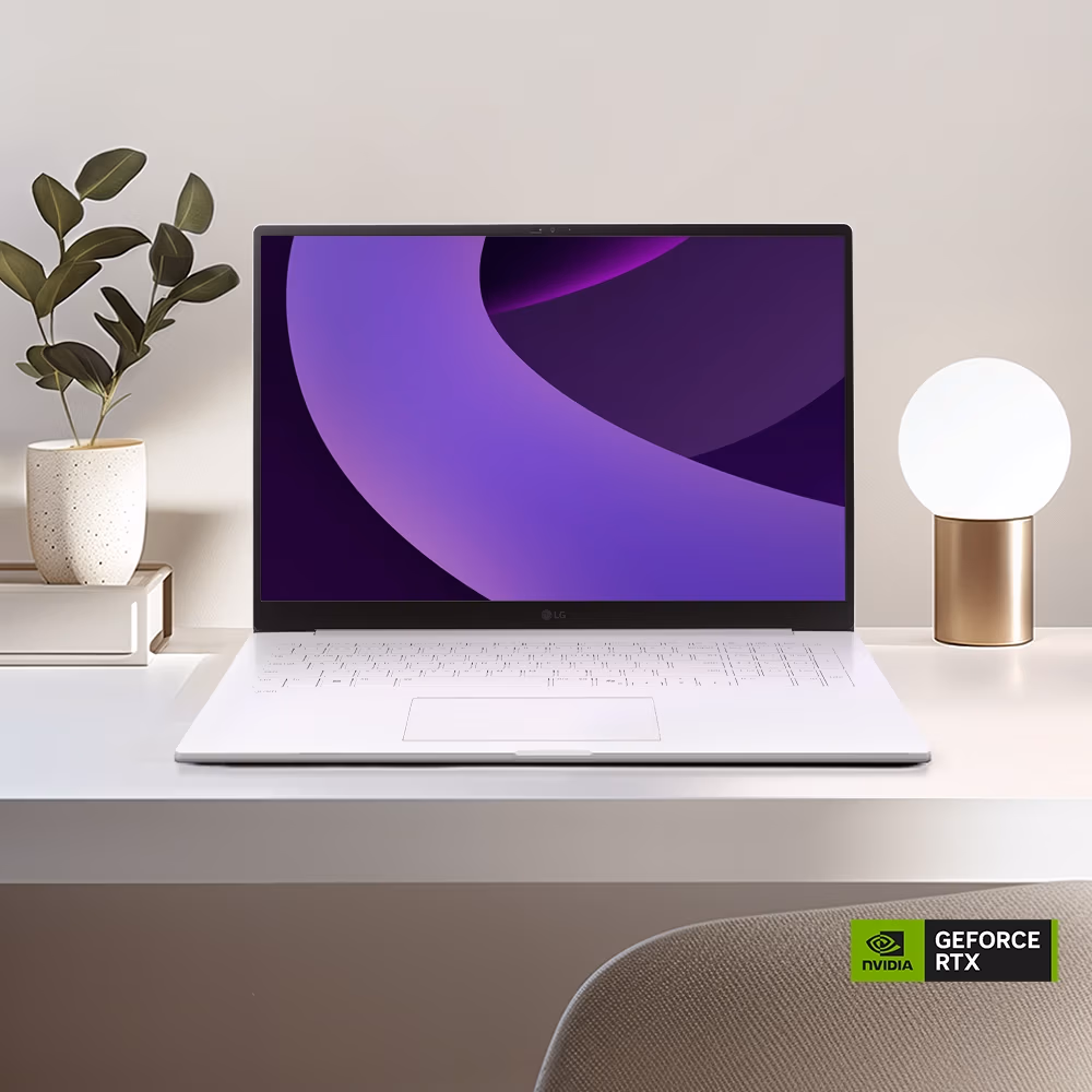 LG 그램 Pro 43.1cm 17Z90TR 시리즈 에센스 화이트 컬러 모델의 인테리어컷 입니다.