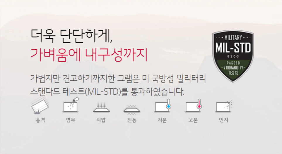7가지 기준의 밀리터리 스탠다드를 설명하는 이미지