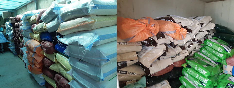 ‘사료 기부 캠페인’을 통해 행강집 창고에 쌓인 사료들