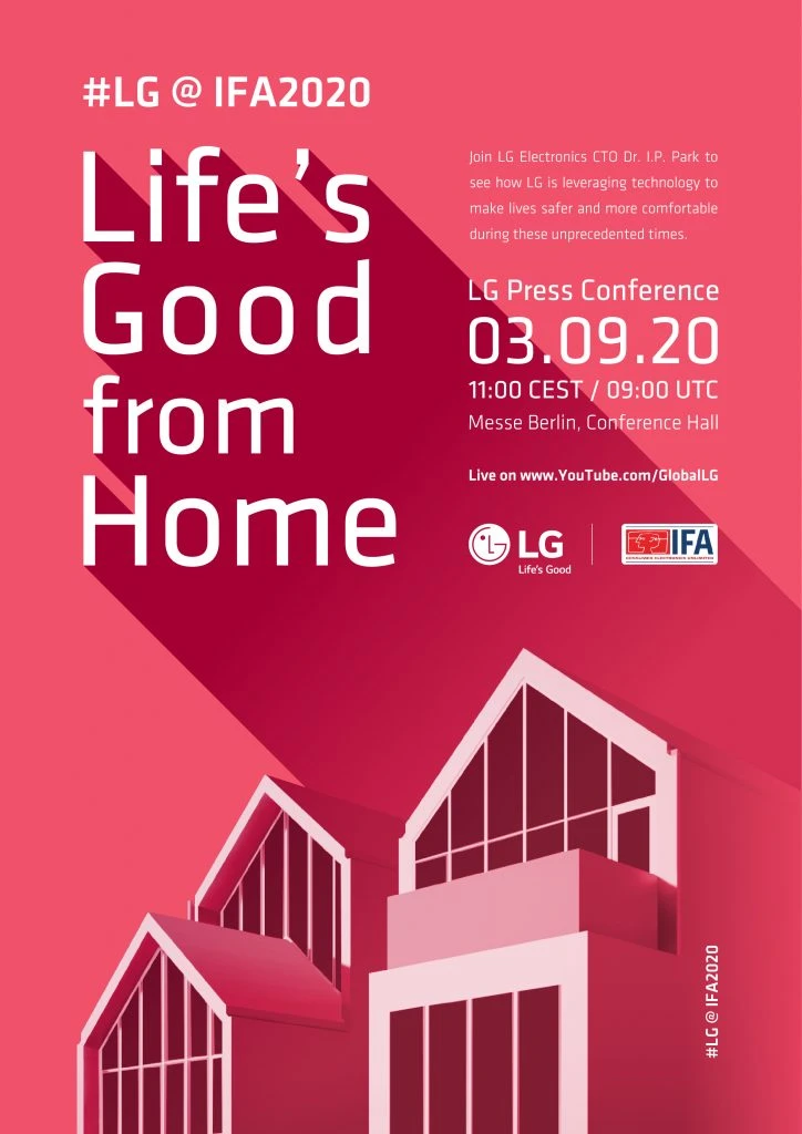 LG전자가 20일 글로벌 미디어를 대상으로 발송한 IFA 2020의 프레스 콘퍼런스 초청장 이미지