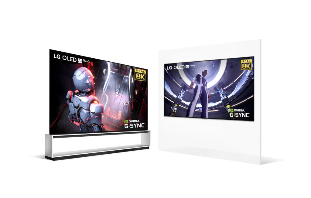 88형(왼쪽), 77형(오른쪽) 크기의 'LG 시그니처 올레드 8K(모델명: OLED88ZX, OLED77ZX)' 제품 이미지 88형(왼쪽), 77형(오른쪽) 크기의 'LG 시그니처 올레드 8K(모델명: OLED88ZX, OLED77ZX)' 제품 이미지