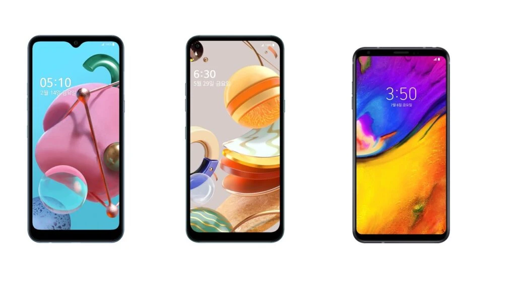 올 연말까지 LG 벨벳 대표 UI가 적용되는 제품들. 왼쪽부터 LG Q51, LG Q61, LG V35 ThinQ. 왼쪽부터 LG Q51, LG Q61, LG V35 ThinQ.