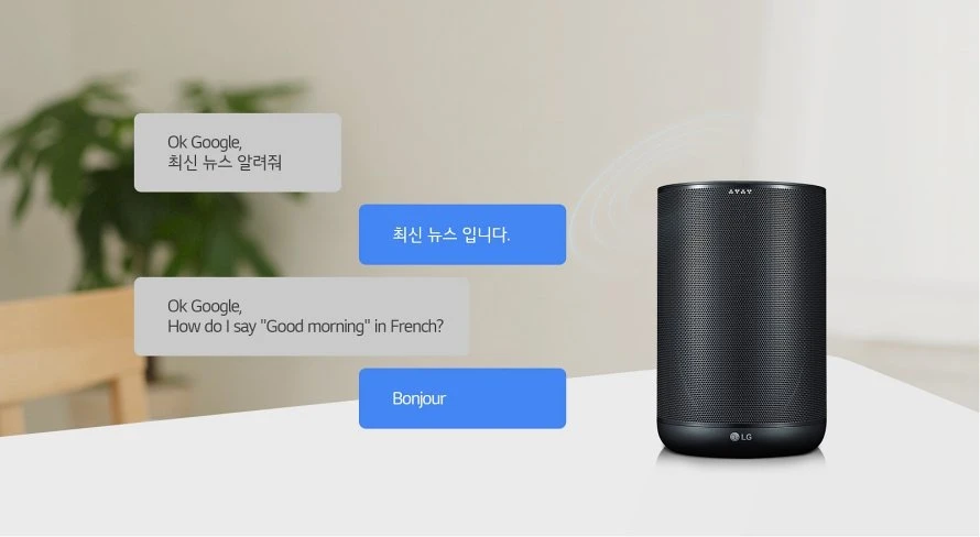 인공지능 스피커로 지능형 대화 서비스를 연출한 모습, 출처: LG전자 홈페이지