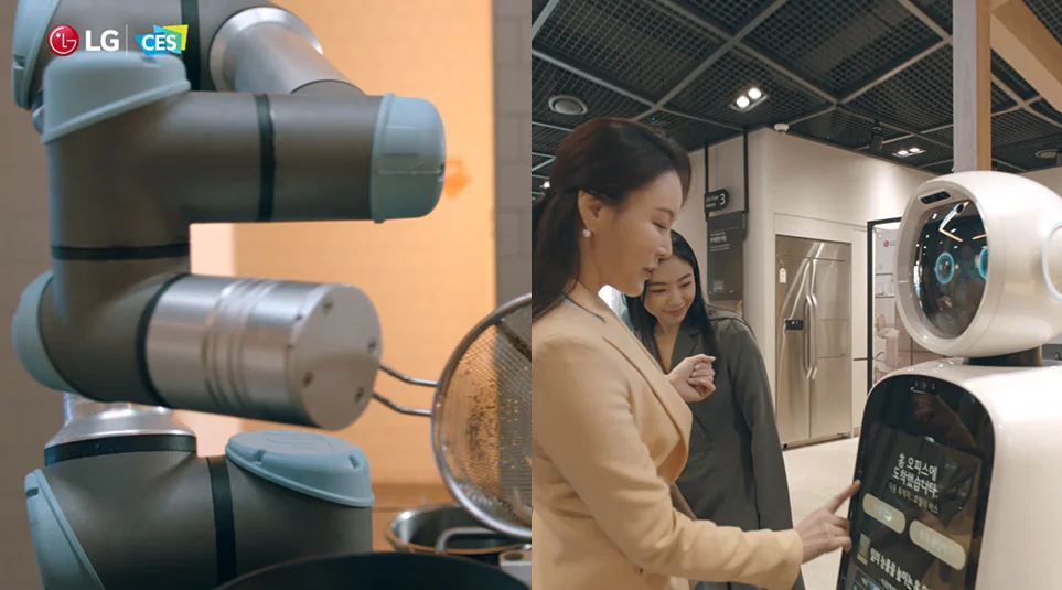 음식을 조리하는 클로이 셰프봇과 길을 안내하는 클로이 가이드봇의 모습