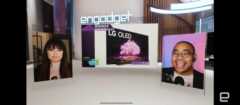 LG 올레드 TV가 미 동부시간 13일 오후(한국시간 14일 아침) CES 공식 어워드 파트너인 엔가젯(Engadget)이 시상하는 CES 2021 최고상(2021 Best of CES Awards)에서 최고 TV(Best TV Product)로 선정됐다. LG 올레드 TV는 7년 연속으로 CES 공식 어워드의 최고 TV 상을 수상하는 영예를 얻었다. 사진은 엔가젯의 CES 2021 최고상 시상식 장면 캡쳐.