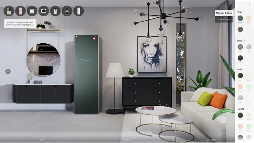 LG전자가 미국 현지시간 1월 11일에 개막하는 CES 2021을 통해 공간 인테리어 가전 'LG 오브제컬렉션'을 글로벌 시장에 선보인다. LG전자는 집 전체의 공간 인테리어를 완성하는 LG 오브제컬렉션의 가치를 고객들이 직접 경험할 수 있도록 온라인 체험 사이트를 운영한다. 사진 왼쪽부터 LG 오브제컬렉션 스타일러
