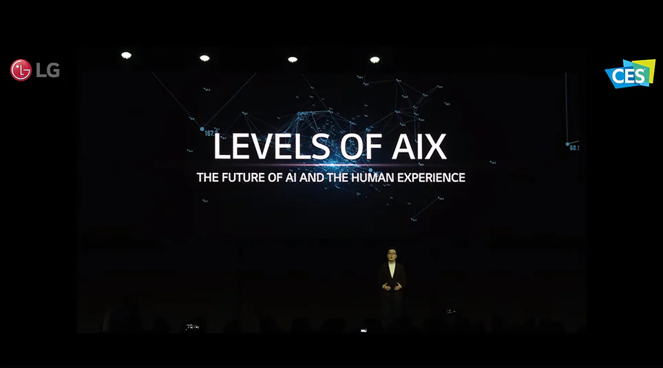 CES 2020에서 AI의 발전 방향성을 발표하는 LG전자 CTO
