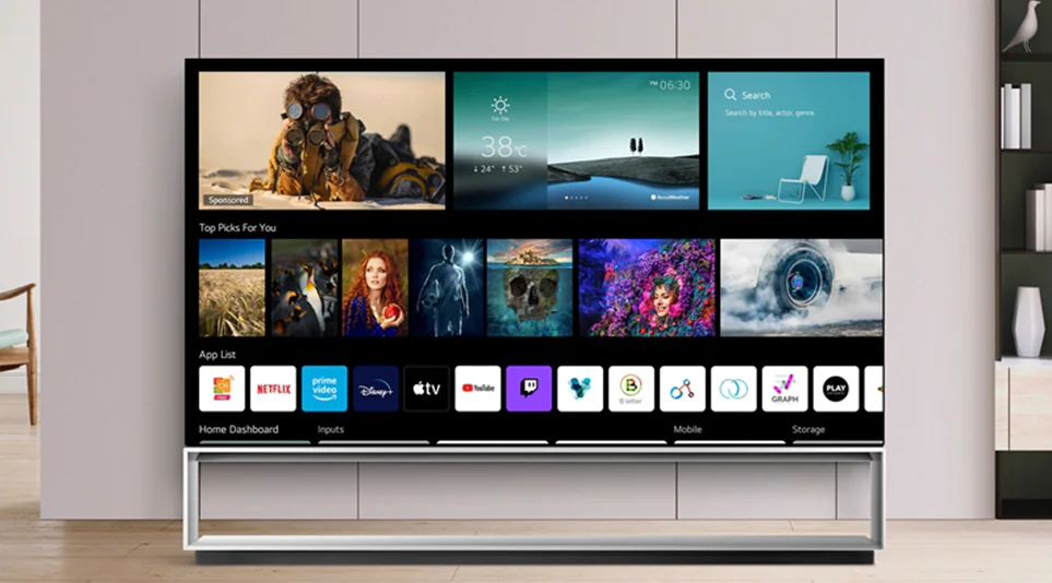 LG전자의 webOS TV가 실행되고 있는 모습