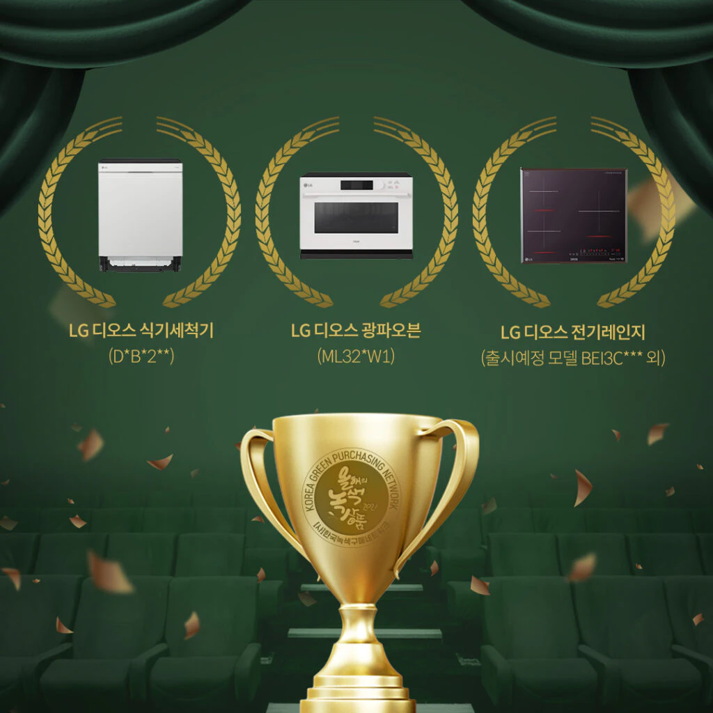 수상 모델: LG 디오스 식기세척기, LG 디오스 광파오븐, LG 디오스 전기레인지 수상 모델: LG 디오스 식기세척기, LG 디오스 광파오븐, LG 디오스 전기레인지
