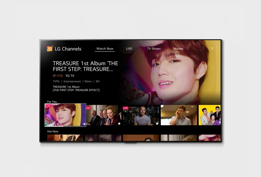  LG 채널 서비스를 구동하는 모습.