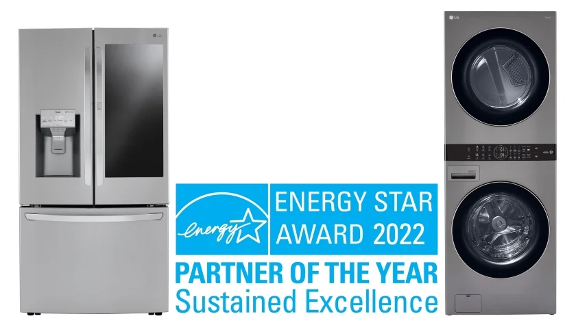 LG전자가 미국 환경보호청(EPA)이 주관하는 ‘2022 에너지스타 어워드(2022 ENERGY STAR Award)’에서 최고상인 「지속가능 최우수상」을 수상했다. 사진은 에너지스타 인증을 받은 LG 인스타뷰(LG InstaView, 국내명: 노크온 매직스페이스) 냉장고(왼쪽)와 LG 워시타워(오른쪽) LG전자가 미국 환경보호청(EPA)이 주관하는 ‘2022 에너지스타 어워드(2022 ENERGY STAR Award)’에서 최고상인 「지속가능 최우수상」을 수상했다. 사진은 에너지스타 인증을 받은 LG 인스타뷰(LG InstaView, 국내명: 노크온 매직스페이스) 냉장고(왼쪽)와 LG 워시타워(오른쪽)