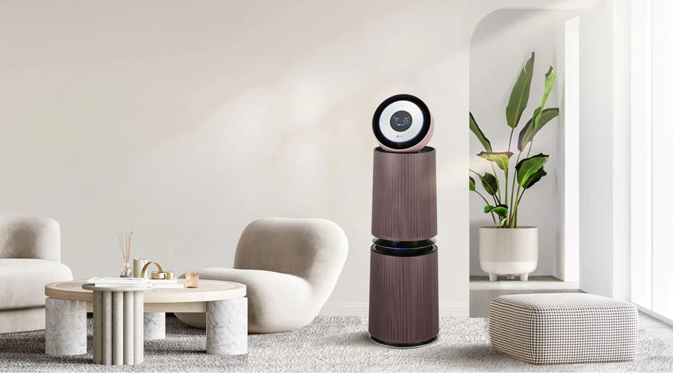 공기를 정화해 주는 LG 퓨리케어 오브제컬렉션 360° 공기청정기 알파