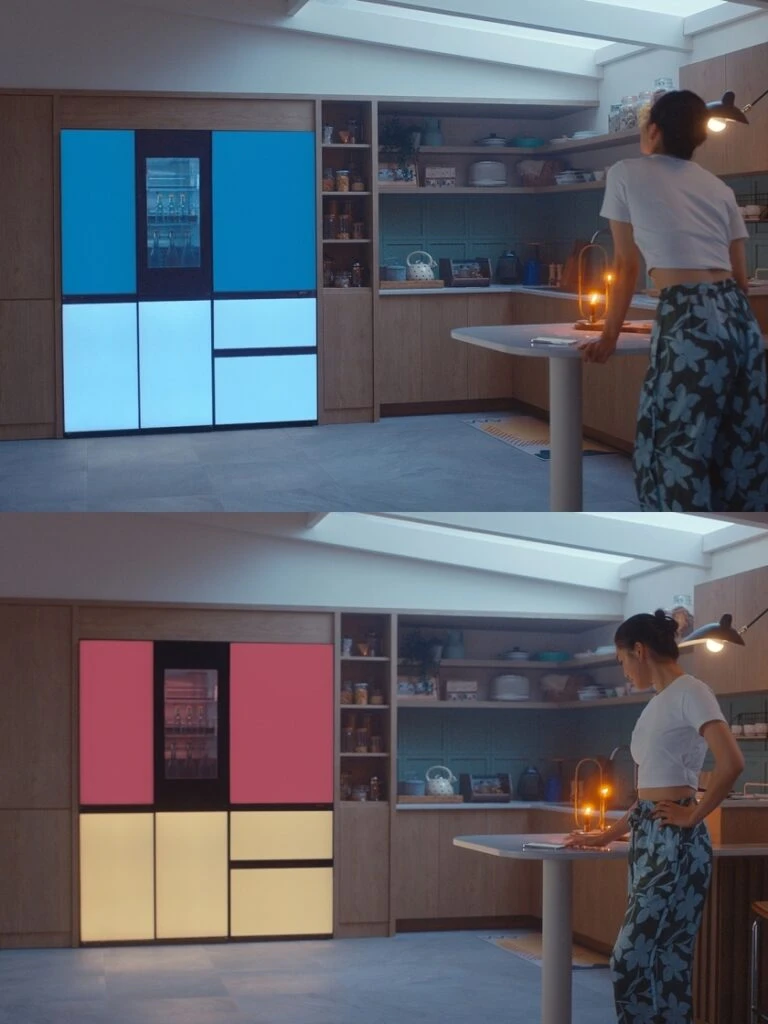 LG전자가 LG 씽큐(LG ThinQ) 앱에서 냉장고 색상을 변경해 분위기까지 업그레이드할 수 있는 신제품 ‘LG 디오스 오브제컬렉션 무드업’을 공개했다. 모델이 LG 씽큐 앱에서 터치만으로 냉장고 색상을 변경하고 있다. LG전자가 LG 씽큐(LG ThinQ) 앱에서 냉장고 색상을 변경해 분위기까지 업그레이드할 수 있는 신제품 ‘LG 디오스 오브제컬렉션 무드업’을 공개했다. 모델이 LG 씽큐 앱에서 터치만으로 냉장고 색상을 변경하고 있다.