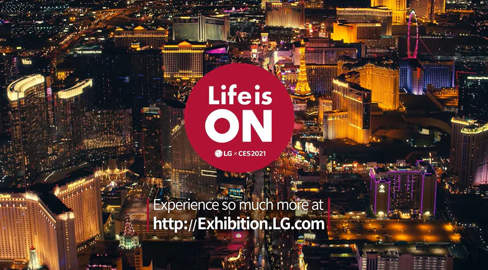 LG CES 2021 사이트에서 타이틀을 소개하는 이미지 LG CES 2021 사이트에서 타이틀을 소개하는 이미지
