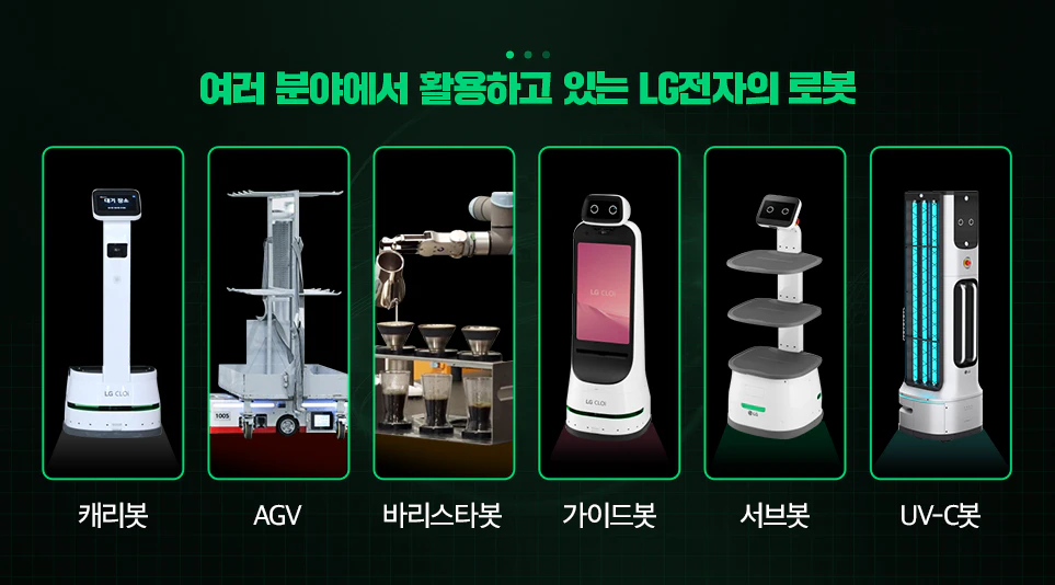 LG전자에서 출시한 여러 형태의 로봇