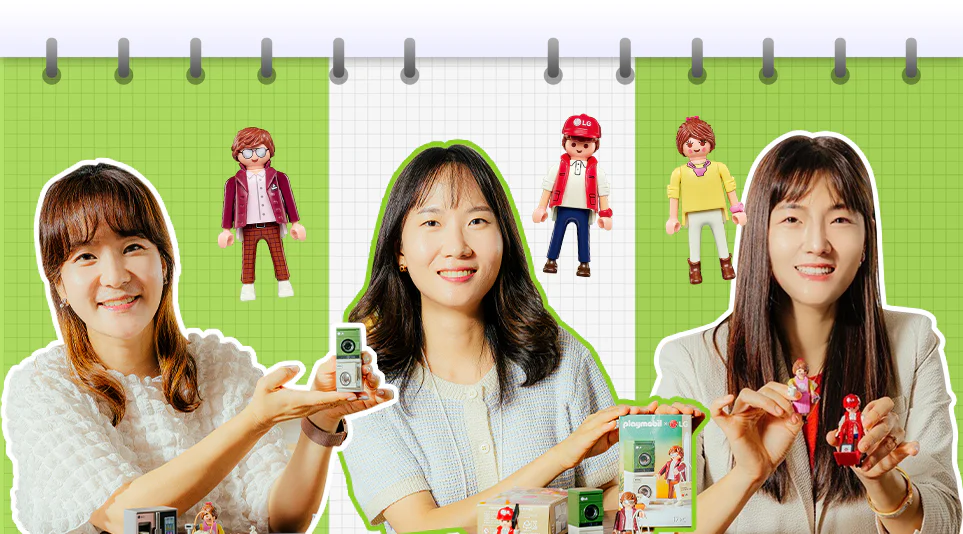 (좌측부터) LG전자X플레이모빌 콜라보를 기획한 김혜진 책임, 이지원 선임과 글로벌 브랜드 팬덤 커뮤니티 ‘Life’s Good Kitchen’채널 운영자 최보라 책임