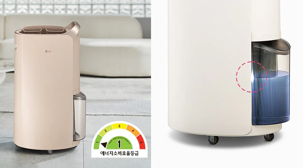 에너지소비효율 1등급과 높은 편리성을 자랑하는 LG전자 제습기