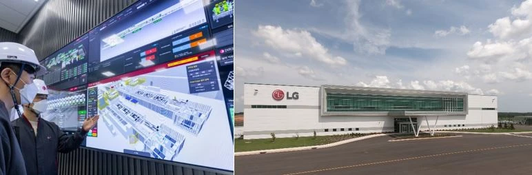 세계경제포럼 등대공장으로 선정된 LG전자 스마트파크(왼)와 미국 테네시 공장(오)
