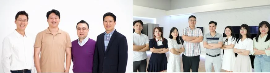 VS본부 글로벌고객전략담당 이준배 상무와 HQ 서비스 영업팀(왼)과 LG 베트남 QA Department 한정훈 실장과 베트남 IVI QA팀(오)