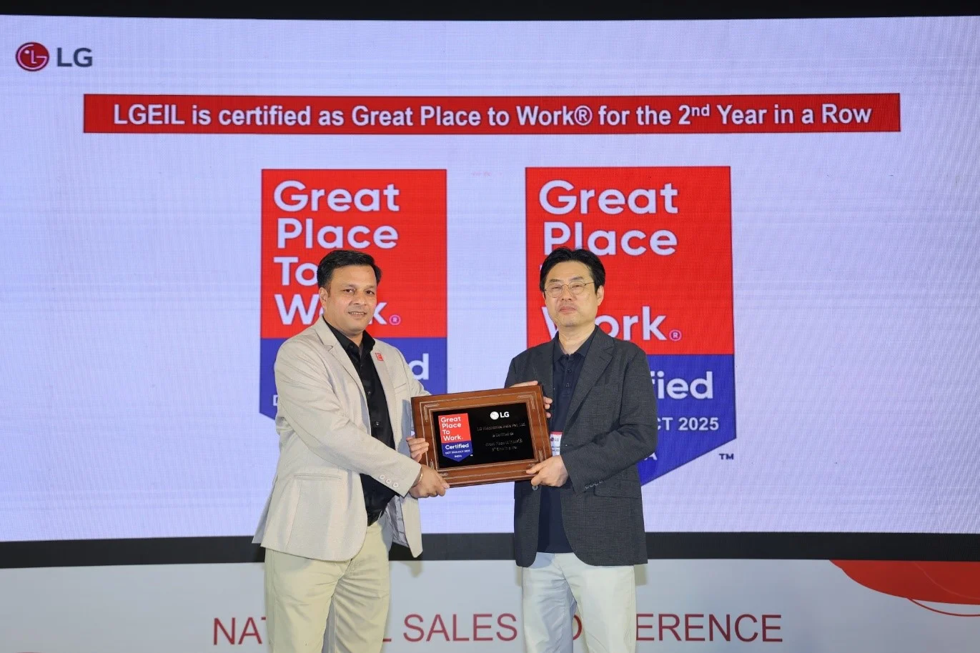 글로벌 경영평가 기관 GPTW(Great Place To Work)로부터 ‘일하기 좋은 기업’ 인증을 받은 LG전자 인도법인