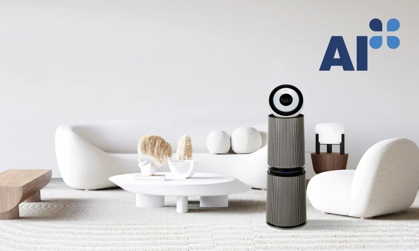 국내에서 공기질 센서로는 처음 ‘AI+ 인증’을 획득한 ‘LG 퓨리케어 오브제컬렉션 AI+ 360˚ 공기청정기’