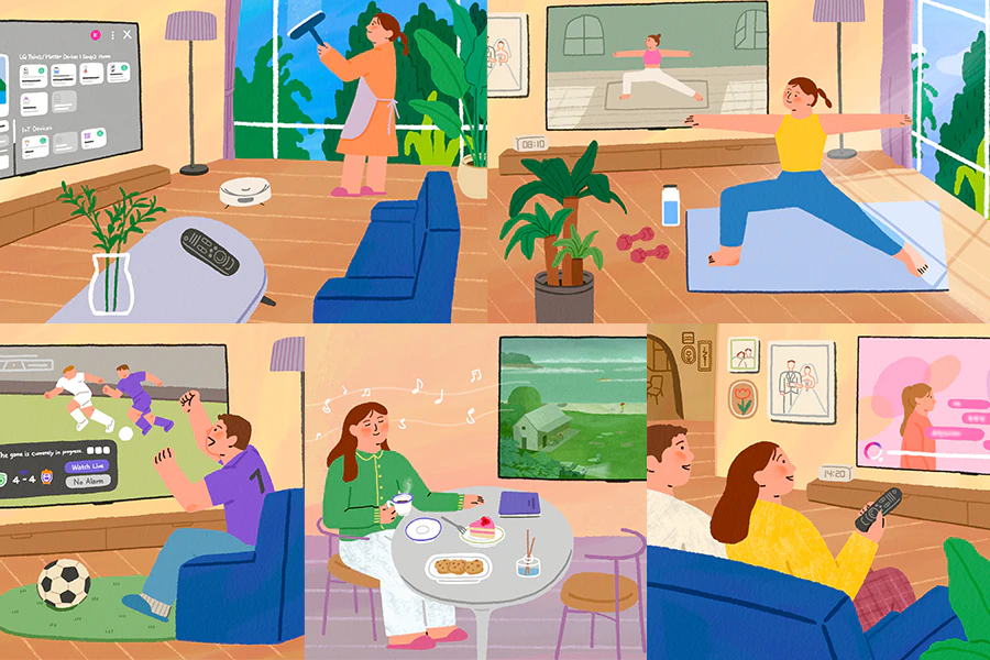 일상생활 속에 스며들어 즐거움을 선사하는 LG webOS  (*이해를 돕기 위해 연출된 이미지입니다.)