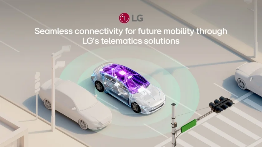 V2X(Vehicle to Everything) 솔루션과 최고 수준의 사이버 보안 등 첨단 기능을 두루 갖춘 LG전자의 텔레매틱스 이미지.